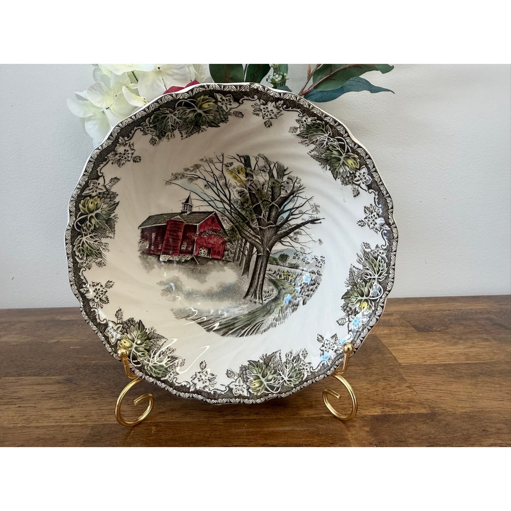 Vintage Johnson Bros Friendly Village Autumn‎ Mists Serving Bowl England Farm